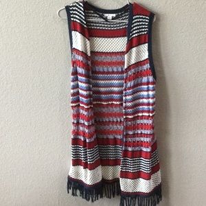 Cato red white blue sweater kimono